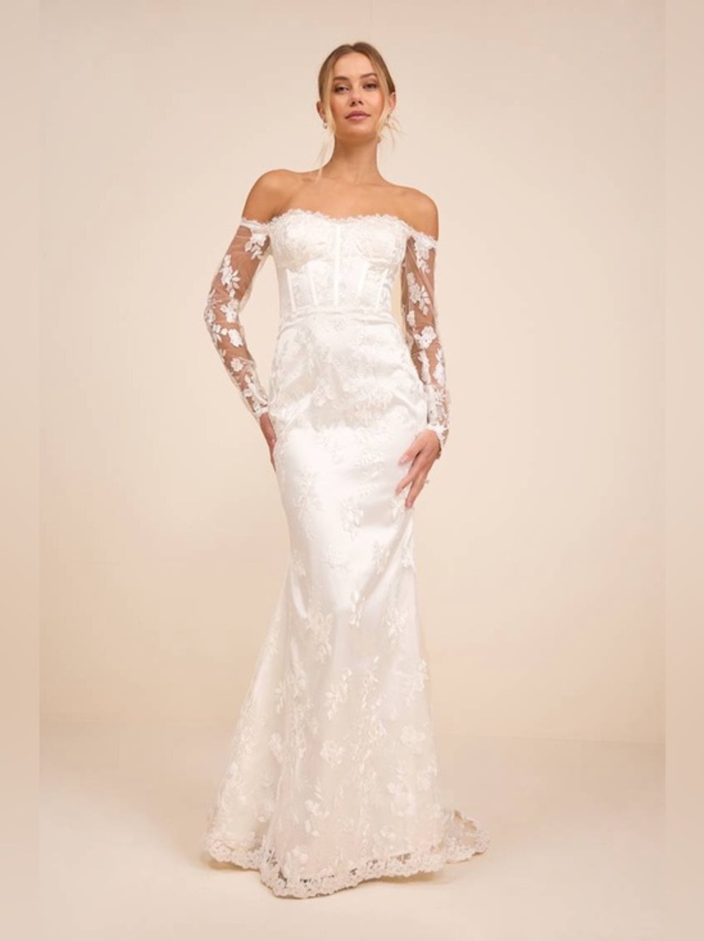 Lulu’s Lucina Embroidered Bustier Long Sleeve Maxi Dress
